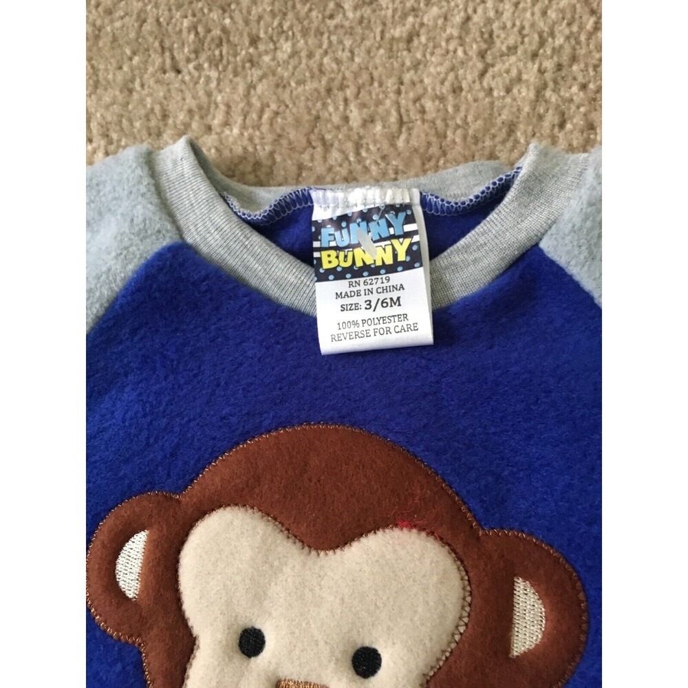 Funny Bunny Baby Boys Fleece 2 Piece Jogger Suit Set Size 3/6 Months Multi-Color - Picture 3 of 6
